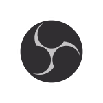 OBS Studio logo with a white three‑part swirl icon inside a dark circle.